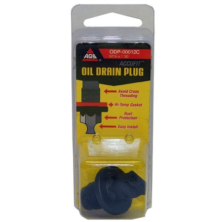 AGS ODP-00012C Accufit Oil Drain Plug M16x1.50, Card ODP-00012C